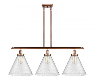 Cone - 3 Light - 36 inch - Antique Copper - Stem Hung - Island Light (3442|916-3I-AC-G44-L-LED)
