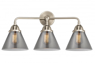 Cone - 3 Light - 26 inch - Brushed Satin Nickel - Bath Vanity Light (3442|288-3W-SN-G43-LED)