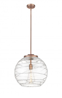 Athens Deco Swirl - 1 Light - 16 inch - Antique Copper - Stem Hung - Pendant (3442|221-1S-AC-G1213-16)