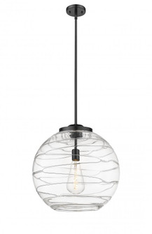 Athens Deco Swirl - 1 Light - 18 inch - Matte Black - Stem Hung - Pendant (3442|221-1S-BK-G1213-18)