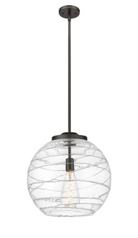 Athens Deco Swirl - 1 Light - 16 inch - Oil Rubbed Bronze - Stem Hung - Pendant (3442|221-1S-OB-G1213-16)