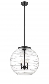 Athens Deco Swirl - 3 Light - 18 inch - Matte Black - Stem hung - Pendant (3442|221-3S-BK-G1213-18)