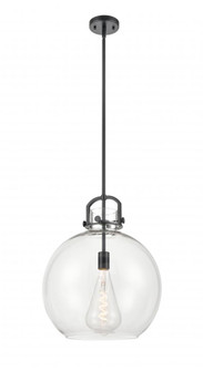 Newton Sphere - 1 Light - 16 inch - Matte Black - Stem hung - Pendant (3442|410-1S-BK-16CL)