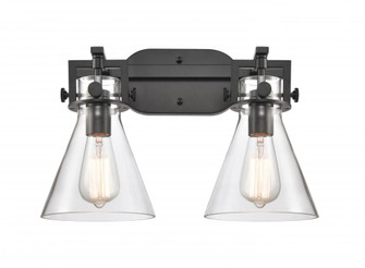 Newton Cone - 2 Light - 17 inch - Matte Black - Bath Vanity Light (3442|411-2W-BK-7CL)