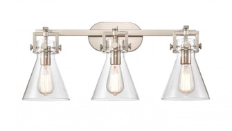 Newton Cone - 3 Light - 27 inch - Brushed Satin Nickel - Bath Vanity Light (3442|411-3W-SN-7CL-LED)