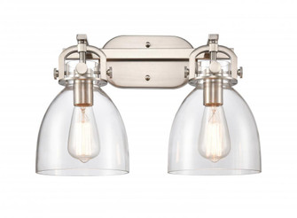 Newton Bell - 2 Light - 17 inch - Brushed Satin Nickel - Bath Vanity Light (3442|412-2W-SN-7CL-LED)