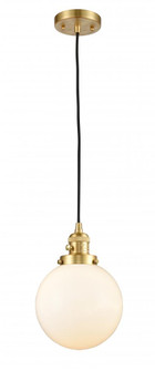 Beacon - 1 Light - 8 inch - Satin Gold - Cord hung - Mini Pendant (3442|201CSW-SG-G201-8-LED)