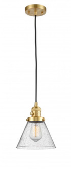 Cone - 1 Light - 8 inch - Satin Gold - Cord hung - Mini Pendant (3442|201CSW-SG-G44)