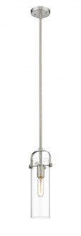 Pilaster - 1 Light - 12 inch Long Glass - Brushed Satin Nickel - Stem hung - Mini Pendant (3442|423-1S-SN-4CL-LED)