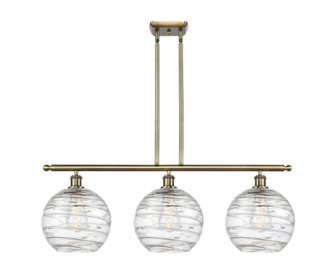 Athens Deco Swirl - 3 Light - 37 inch - Antique Brass - Stem hung - Island Light (3442|516-3I-AB-G1213-10-LED)