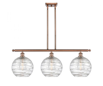 Athens Deco Swirl - 3 Light - 37 inch - Antique Copper - Stem hung - Island Light (3442|516-3I-AC-G1213-10-LED)