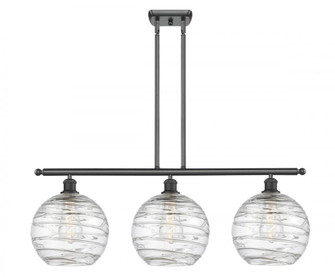 Athens Deco Swirl - 3 Light - 37 inch - Matte Black - Stem hung - Island Light (3442|516-3I-BK-G1213-10)