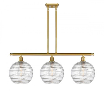 Athens Deco Swirl - 3 Light - 37 inch - Satin Gold - Stem hung - Island Light (3442|516-3I-SG-G1213-10-LED)