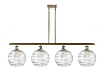 Athens Deco Swirl - 4 Light - 48 inch - Antique Brass - Stem hung - Island Light (3442|516-4I-AB-G1213-10)