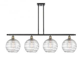 Athens Deco Swirl - 4 Light - 48 inch - Black Antique Brass - Stem hung - Island Light (3442|516-4I-BAB-G1213-10-LED)
