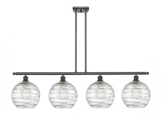 Athens Deco Swirl - 4 Light - 48 inch - Matte Black - Stem hung - Island Light (3442|516-4I-BK-G1213-10-LED)