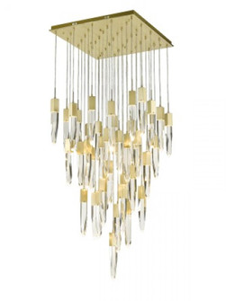 The Original Aspen Collection Brushed Brass 41 Light Pendant Fixture With Clear Crystal (4450|HF1903-41-AP-BB-C)