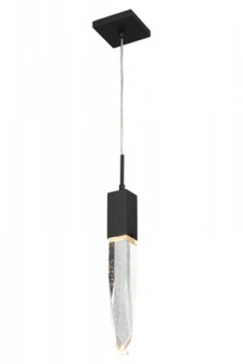 Aspen Collection Single Pendat in Black with Bubbled Crystal (4450|HF1901-1-AP-BK)