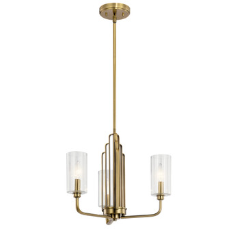 Kimrose 3 Light Chandelier with Clear Fluted Glass in Brushed Natural Brass (10687|52410BNB)