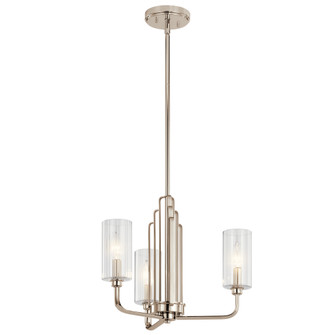Kimrose™ 3 Light Chandelier with Clear Fluted Glass Polished Nickel and Satin Nickel (10687|52410PN)