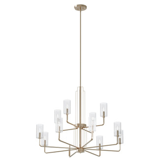 Kimrose 12 Light Chandelier with Clear Fluted Glass in Polished Nickel and Satin Nickel (10687|52412PN)