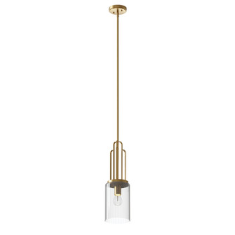 Kimrose 1 Light Mini Pendant with Clear Fluted Glass in Brushed Natural Brass (10687|52414BNB)