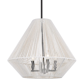 Golden Lighting Valentina 4-light Pendant in Matte Black and Bleached White Raphia Rope shade (36|6937-4P BLK-WR)