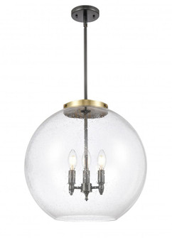 Athens - 3 Light - 18 inch - Black Antique Brass - Stem hung - Pendant (3442|221-3S-BAB-G124-18)