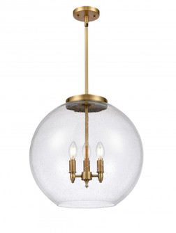 Athens - 3 Light - 18 inch - Brushed Brass - Stem hung - Pendant (3442|221-3S-BB-G124-18)