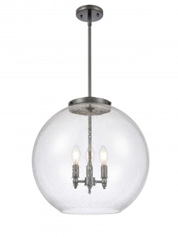 Athens - 3 Light - 18 inch - Matte Black - Stem hung - Pendant (3442|221-3S-BK-G124-18)