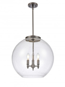 Athens - 3 Light - 18 inch - Oil Rubbed Bronze - Stem hung - Pendant (3442|221-3S-OB-G124-18)