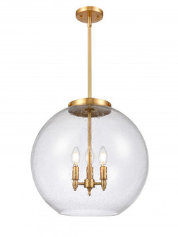 Athens - 3 Light - 18 inch - Satin Gold - Stem hung - Pendant (3442|221-3S-SG-G124-18)