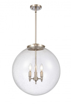 Beacon - 3 Light - 18 inch - Brushed Satin Nickel - Stem hung - Pendant (3442|221-3S-SN-G204-18-LED)