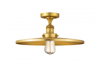 Railroad - 1 Light - 16 inch - Satin Gold - Semi-Flush Mount (3442|517-1CH-SG-MFR-SG-16-LED)