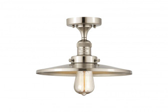Railroad - 1 Light - 12 inch - Brushed Satin Nickel - Semi-Flush Mount (3442|517-1CH-SN-MFR-SN-12-LED)