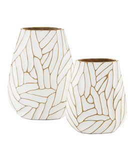 Anika White Vase Set of 2 (92|1200-0496)