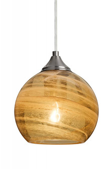 Besa, Jilly Cord Pendant For Multiport Canopy, Vapor Amber, Satin Nickel Finish, 1x60W Medium Base (127|J-JILLYAM-SN)