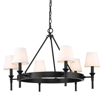 Wry Lighting Edinburgh 6-light Chandelier in Matte Black and Modern White shade (36|1020-6 BLK-MWS)
