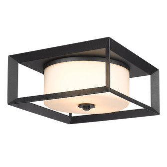 Golden Lighting Smyth 2-light Outdoor Ceiling in Natural Black and Opal Glass (36|2073-OFM NB-OP)
