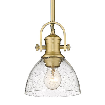 Yep by Golden Lighting Hines 1-light 7in Pendant in Brushed Champagne Brass and Seeded Glass (36|3118-M1L BCB-SD)