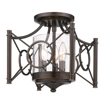 Wry Lighting Quincy 3-light Semi-Flush Mount in Cordoban Bronze (36|3718-SF CDB-CLR)