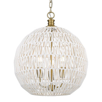 Florence 5-Light Pendant in Brushed Champagne Bronze and Bleached White Raphia Rope Shade (36|6933-3P BCB-WR)