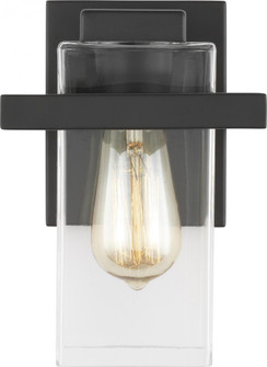 Mitte transitional 1-light indoor dimmable bath vanity wall sconce in midnight black finish with cle (38|4141501-112)