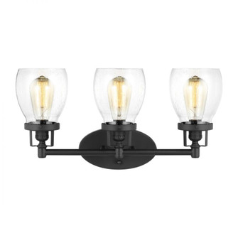 Belton transitional 3-light indoor dimmable bath vanity wall sconce in midnight black finish with cl (38|4414503-112)