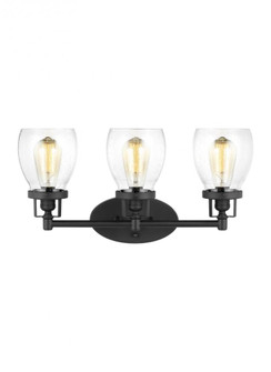Belton transitional 3-light indoor dimmable bath vanity wall sconce in midnight black finish with cl (38|4414503-112)