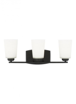 Franport transitional 3-light LED indoor dimmable bath vanity wall sconce in midnight black finish w (38|4428903EN3-112)