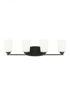 Franport transitional 4-light LED indoor dimmable bath vanity wall sconce in midnight black finish w (38|4428904EN3-112)