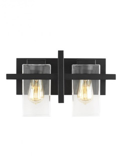 Mitte transitional 2-light indoor dimmable bath vanity wall sconce in midnight black finish with cle (38|4441502-112)