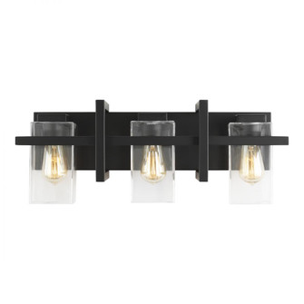 Mitte transitional 3-light indoor dimmable bath vanity wall sconce in midnight black finish with cle (38|4441503-112)
