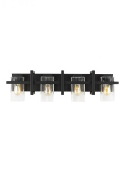 Mitte transitional 4-light indoor dimmable bath vanity wall sconce in midnight black finish with cle (38|4441504-112)